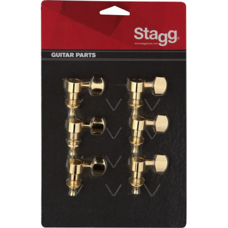 Stagg KG673GD - 6 mécaniques dorées individuelles – guitares électriques ou folk