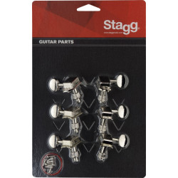 Stagg KG648NK - Mécaniques guitares électriques, individuelles, sans bain d'huile, nickel