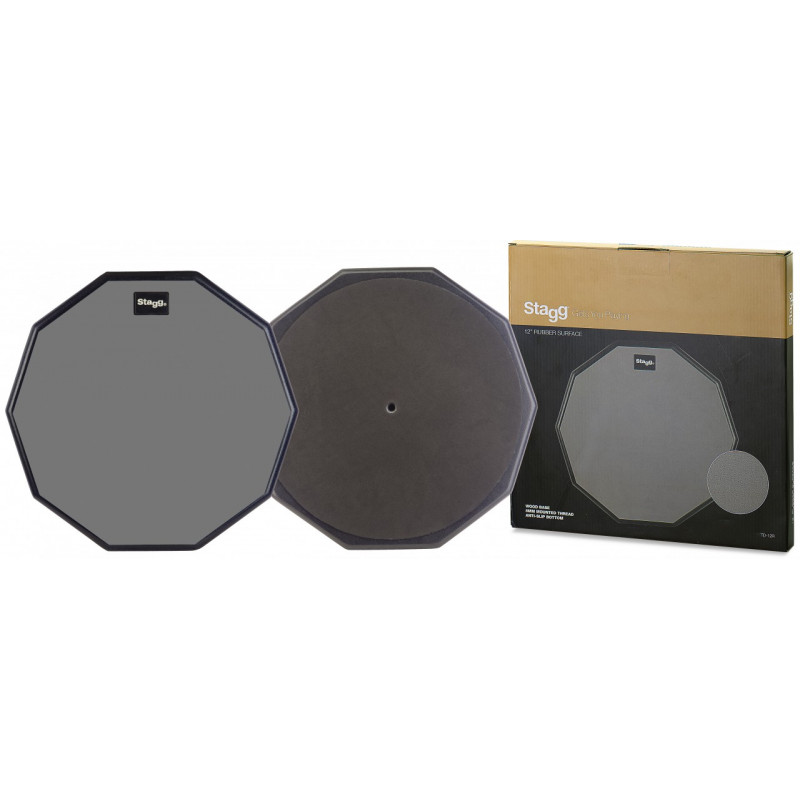 Stagg TD-12R - Practice pad de table de 12'' (tampon d'exercice), décagonal