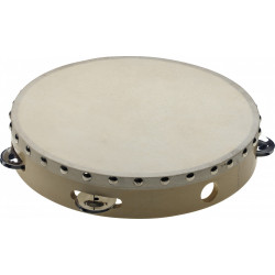 Stagg STA-1110 - Tambourin 10'' pré-accordé en bois, peau fixe rivetée, 1 rangée de cymbalettes