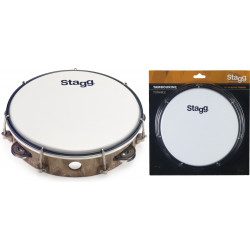 Stagg TAB-108P/WD - Tambourin accordable en plastique 8'' avec 1 rangée de cymbalettes