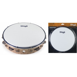 Stagg TAB-112P/WD - Tambourin accordable en plastique 12'' avec 1 rangée de cymbalettes