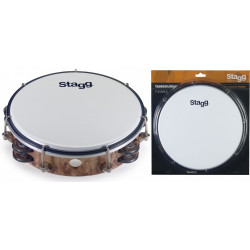 Stagg TAB-208P/WD - Tambourin accordable en plastique 8'' avec 2 rangées de cymbalettes