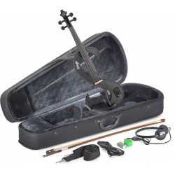 Stagg EVN 4/4 MBK - Pack violon électrique 4/4 avec violon électrique noir métallisé (+ étui et casque)