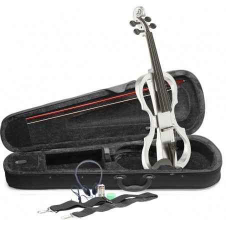 Stagg EVN X-4/4 WH - Pack violon électrique 4/4 avec violon électrique blanc (+ étui et casque)