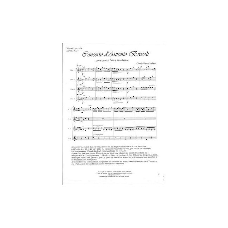 Concerto D'antonio Brocoli - Claude-Henry Joubert