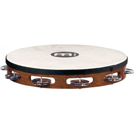 Meinl TAH1AB - Tambourin bois avec peau 1 rangée de cymbalettes - African brown