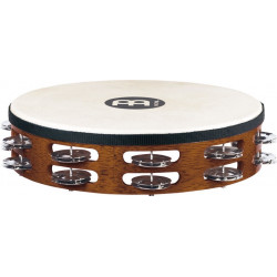 Meinl TAH2AB - Tambourin bois avec peau 2 rangées de cymbalettes - African brown