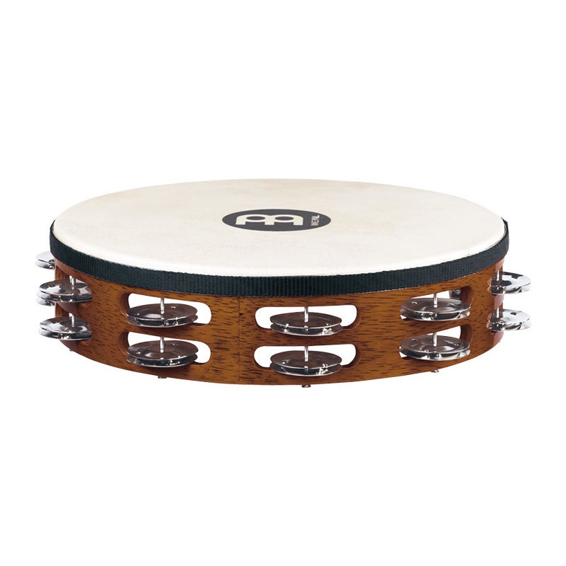 Meinl TAH2AB - Tambourin bois avec peau 2 rangées de cymbalettes - African brown