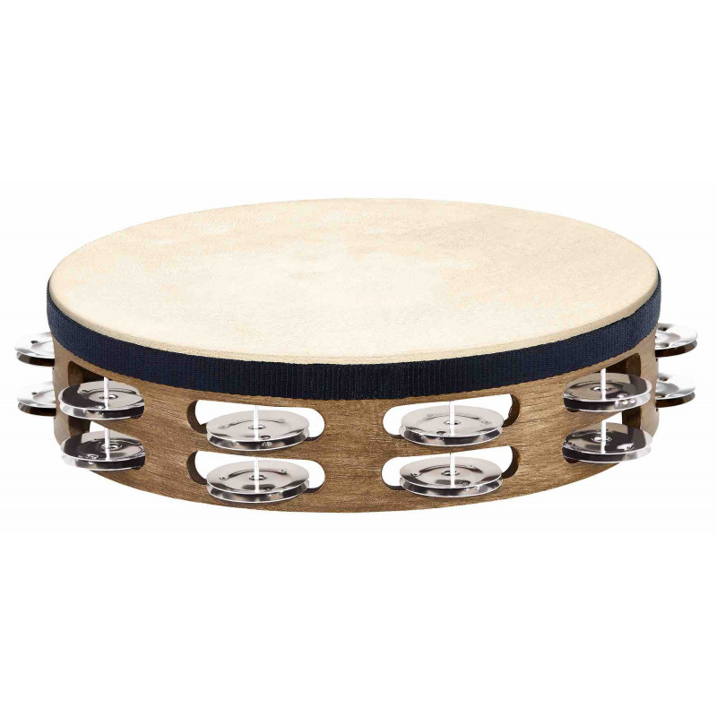 Meinl TAH2WB - Tambourin  bois avec peau 2 rangées de cymbalettes - Walnut brown