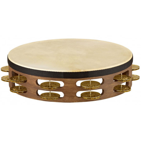 Meinl TAH2VWB - Tambourin bois avec peau 2 rangées de cymbalettes - Walnut brown