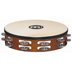 Meinl TAH2AAB - Tambourin bois avec peau 2 rangées de cymbalettes - African brown