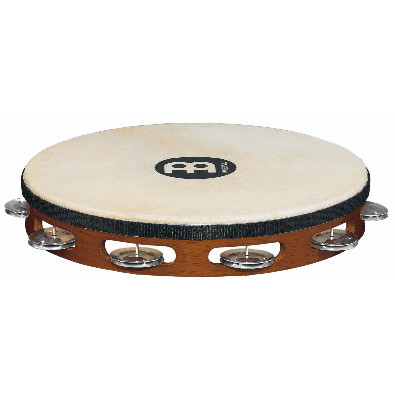 Meinl TAH1AAB - Tambourin bois avec peau 1 rangée de cymbalettes - African brown