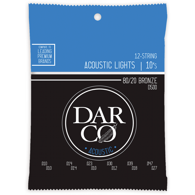 Darco D500 - Jeu cordes acoustiques 12 cordes Light 80/20 - 10-47