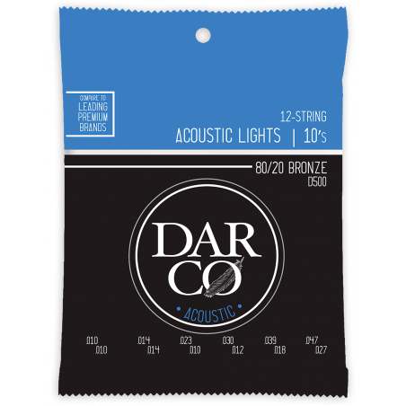Darco D500 - Jeu cordes acoustiques 12 cordes Light 80/20 - 10-47