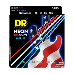 DR NUSAB-45 - Hi-Def Neon - USA flag, jeu guitare basse, Medium 45-105