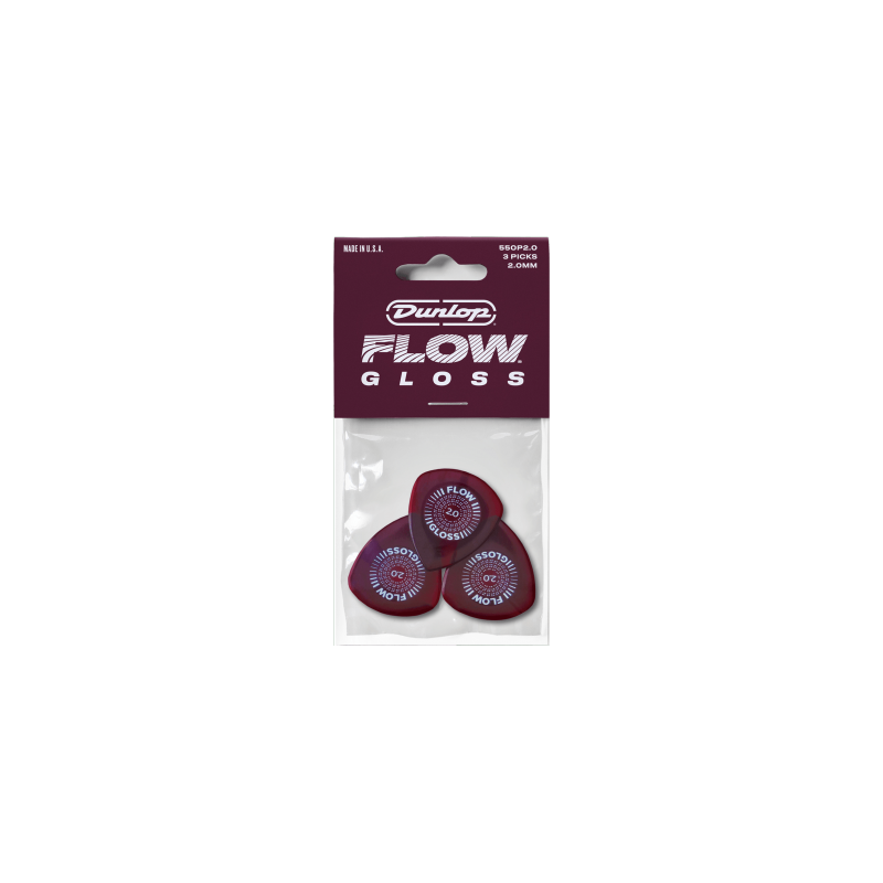 Dunlop 550P200 - Player's pack de 3 médiators Flow Gloss 2 mm