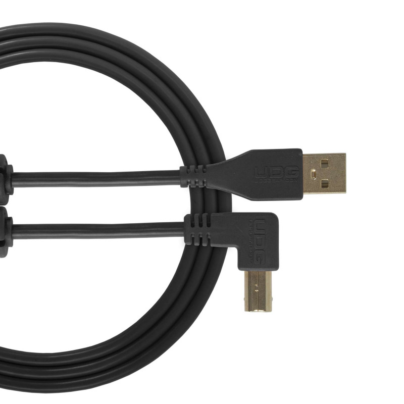 UDG U 95004 Bl - Câble UDG USB 2.0 A-B Noir Coudé 1m