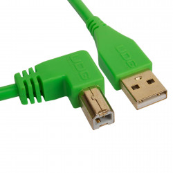 UDG U 95006 Gr - Câble UDG USB 2.0 a-b Vert Coudé 3m