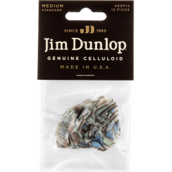 Dunlop 483P14MD - Sachet de 12 Médiators Celluloid Abalone medium