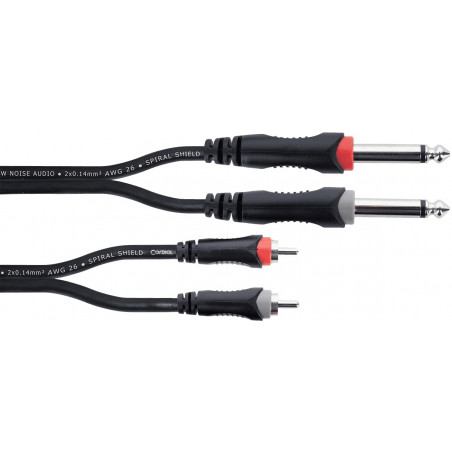 Cordial EU1PC - Câble audio 2 jacks mono - 2 RCA mâles - 1 m