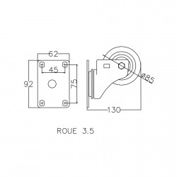 Power Acoustics Roue 3.5 - Roue flight case 3.5 pouces