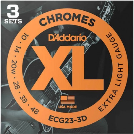 D'addario ECG23-3D - Pack de 3 jeux de cordes guitare électrique - 10-48