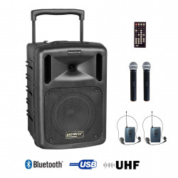 Power Acoustics Be 9208 Uhf Pt Abs - Sono portable CD MP3+USB+Bluetooth+DIVX + 2 Micros main UHF + 2 Micros serre-tête