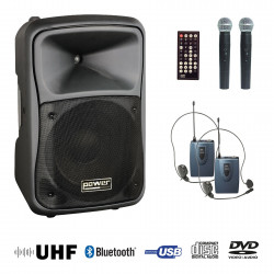 Power Acoustics Be 9515 Uhf Pt Abs - Sono portable cd mp3 + USB + divx +2 micros main UHF + body pack + bluetooth