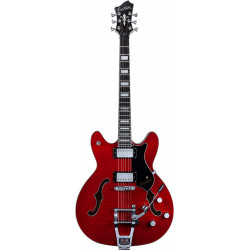 Hagstrom Tremar Viking DLX - Flamed Wild Cherry Transparent - Guitare électrique