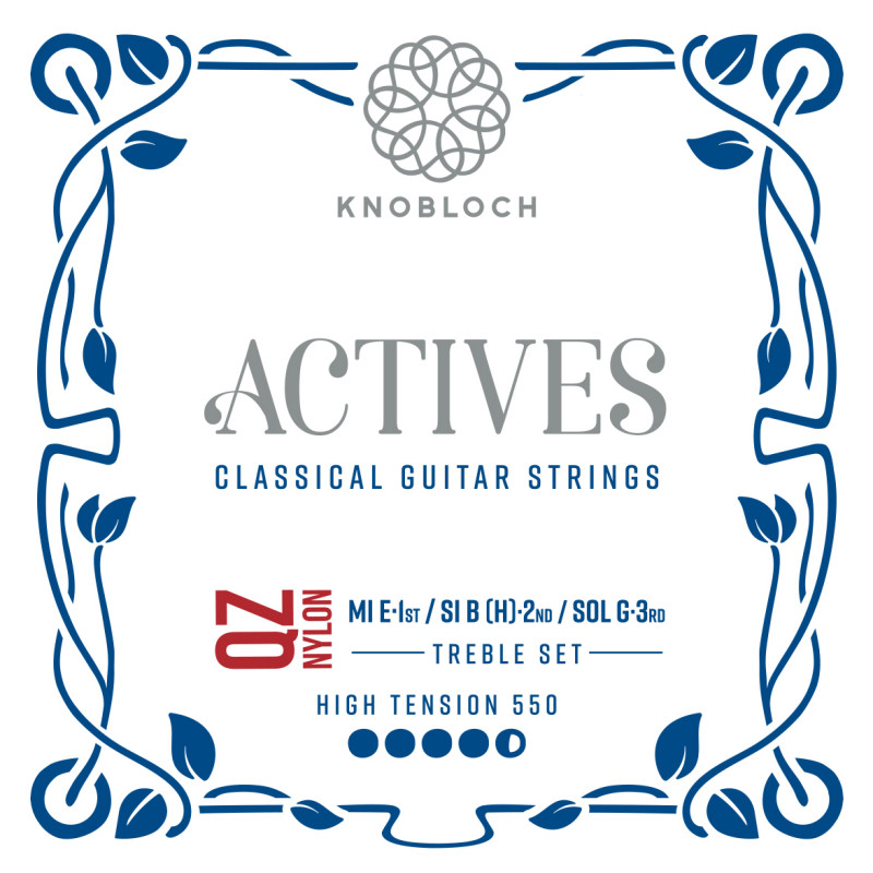 Knobloch 550AQZ Actives QZ Nylon Treble High Tension - 3 cordes aiguës guitare classique