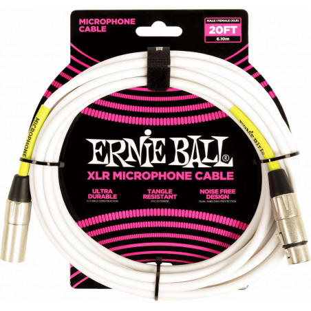 Ernie Ball 6389 - Câble microphone XLR/XLR blanc - 6m