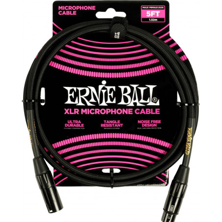 Ernie Ball 6390 - Câble microphone XLR/XLR noir - 1,5m