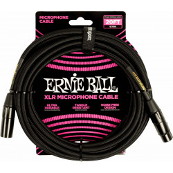Ernie Ball 6392 - Câble microphone XLR/XLR tressé noir - 6m