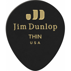 Dunlop 485R03TH - Médiator Genuine Celluloid Teardrop, à l'unité, black, thin