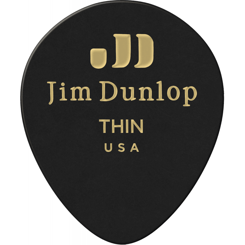 Dunlop 485R03TH - Médiator Genuine Celluloid Teardrop, à l'unité, black, thin