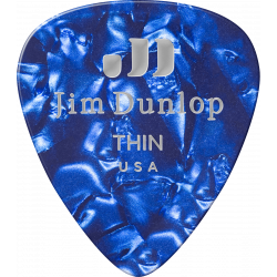 Dunlop 483R10TH - Médiator Genuine Celluloid Classic, à l'unité, perloid blue, thin