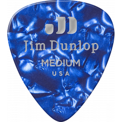 Dunlop 483R10M - Médiator Genuine Celluloid Classic, à l'unité, perloid blue, medium