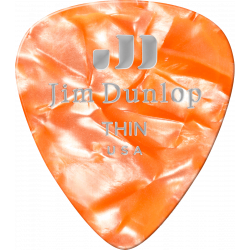 Dunlop 483R08TH - Médiator Genuine Celluloid Classic, à l'unité, perloid orange, thin