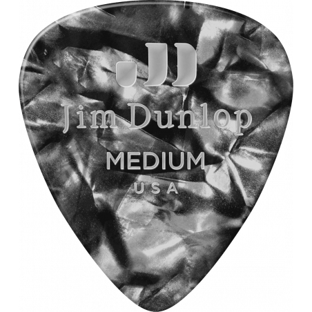 Dunlop 483R02M - Médiator Genuine Celluloid Classic, à l'unité, perloid black, medium