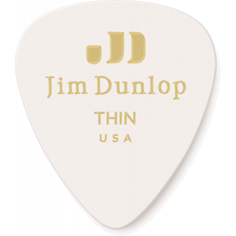 Dunlop 483R01TH - Médiator Genuine Celluloid Classic, à l'unité, white, Thin