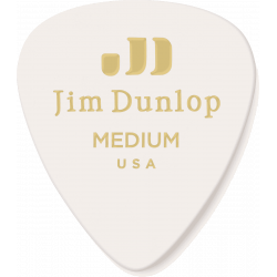 Dunlop 483R01M - Médiator Genuine Celluloid Classic, à l'unité, white, medium