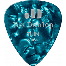 Dunlop 483P11TH - Médiators Genuine Celluloid Classic, Pack de 12, turquoise, thin