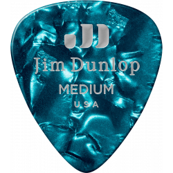 Dunlop 483P11M - Médiators Genuine Celluloid Classic, Pack de 12, turquoise, medium