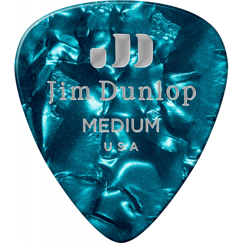 Dunlop 483P11M - Médiators Genuine Celluloid Classic, Pack de 12, turquoise, medium