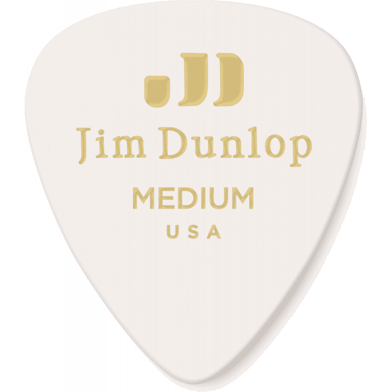 Dunlop 483P01M - Médiators Genuine Celluloid Classic, Pack de 12, white, medium