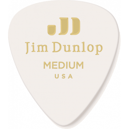 Dunlop 483P01M - Médiators Genuine Celluloid Classic, Pack de 12, white, medium