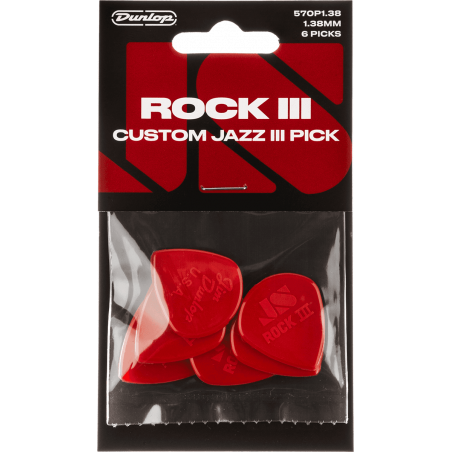 Dunlop 570P138 - Médiator Rock III Custom Jazz III sachet de 6