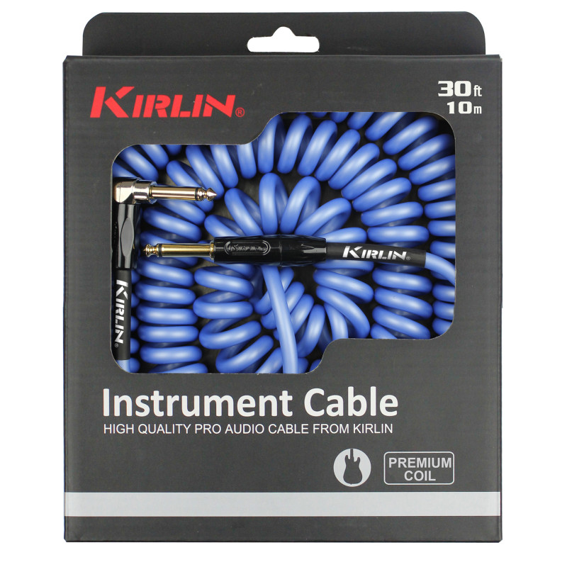 Kirlin IPK222-10BLE - Cable Guitare Kirlin 10m Jack Jack Coude