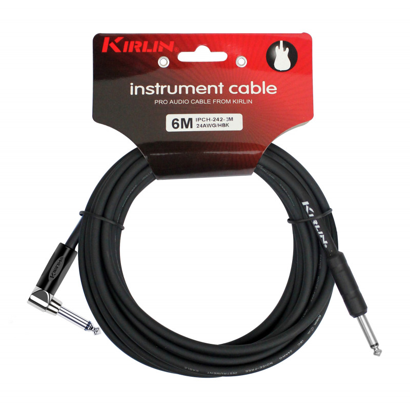 Kirlin IPCH242-3BK - Cable Guitare Kirlin 3m Jack Jack Coude